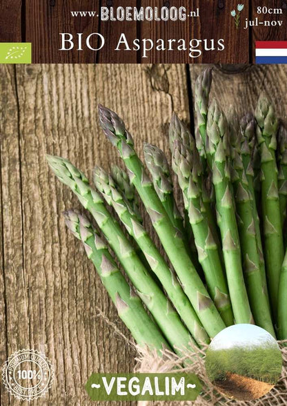 Bio Asparagus 'Vegalim' – Biologische groene asperge, meerjarige groenteplant met hoge opbrengst | Bloemoloog