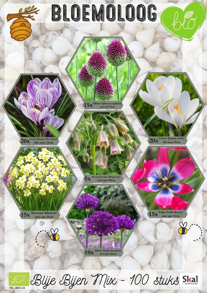 Blije Bijen Mix 100 stuks biologische bloembollen Bloemoloog